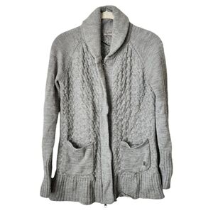 SMARTWOOL Hesperus Full Zip Cardigan Sweater 100% Merino‎ Wool in grey Small